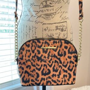 Steve Madden Animal Print Crossbody Bag with Gold Chain